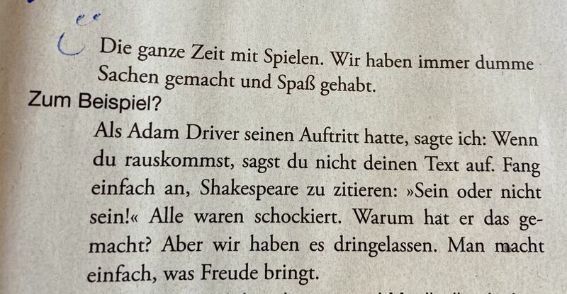 Zeitungsausschnitt aus dem Zeitmagazin-Gespräch mit Francis Ford Coppola: „Die ganze Zeit mit Spielen. Wir haben immer dumme Sachen gemacht und Spaß gehabt."